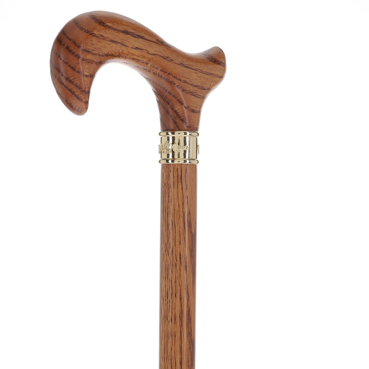 Strong Natural Oak Derby Walking Cane & Brass Embossed Collar Derby Classic Walking Canes - Tophatter Daily Deals