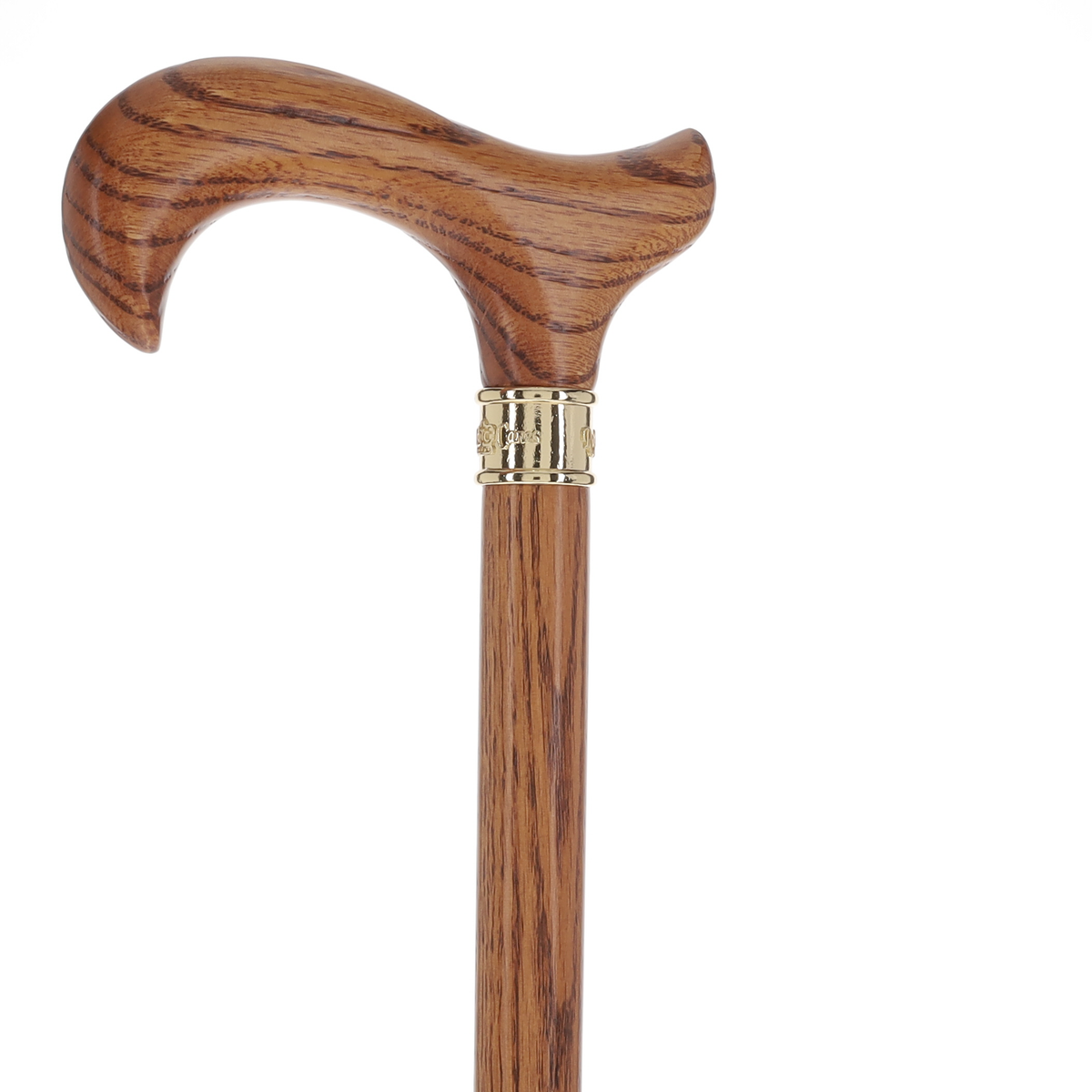 Strong Natural Oak Derby Walking Cane & Brass Embossed Collar Derby Classic Walking Canes - Tophatter Daily Deals