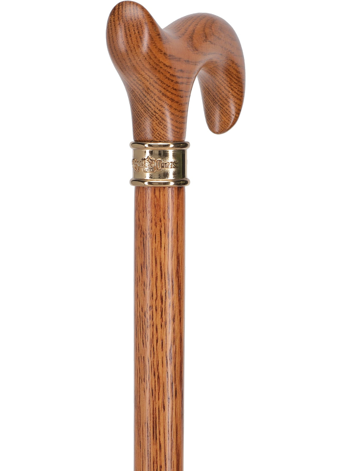 Strong Natural Oak Derby Walking Cane & Brass Embossed Collar Derby Classic Walking Canes - Tophatter Daily Deals