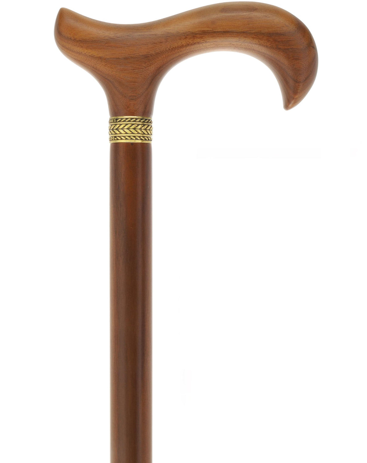 Rich Genuine Walnut Derby Cane - Embossed Collar Derby Classic Walking Canes - Tophatter Daily Deals