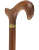 Rich Genuine Walnut Derby Cane - Embossed Collar Derby Classic Walking Canes - Tophatter Daily Deals