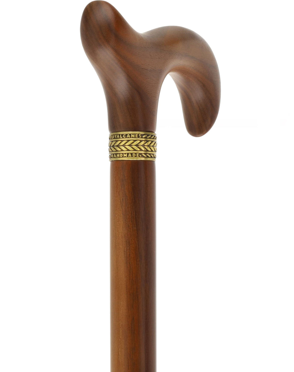 Rich Genuine Walnut Derby Cane - Embossed Collar Derby Classic Walking Canes - Tophatter Daily Deals