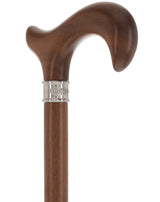Rich Genuine Walnut Derby Cane - Embossed Collar Derby Classic Walking Canes - Tophatter Daily Deals