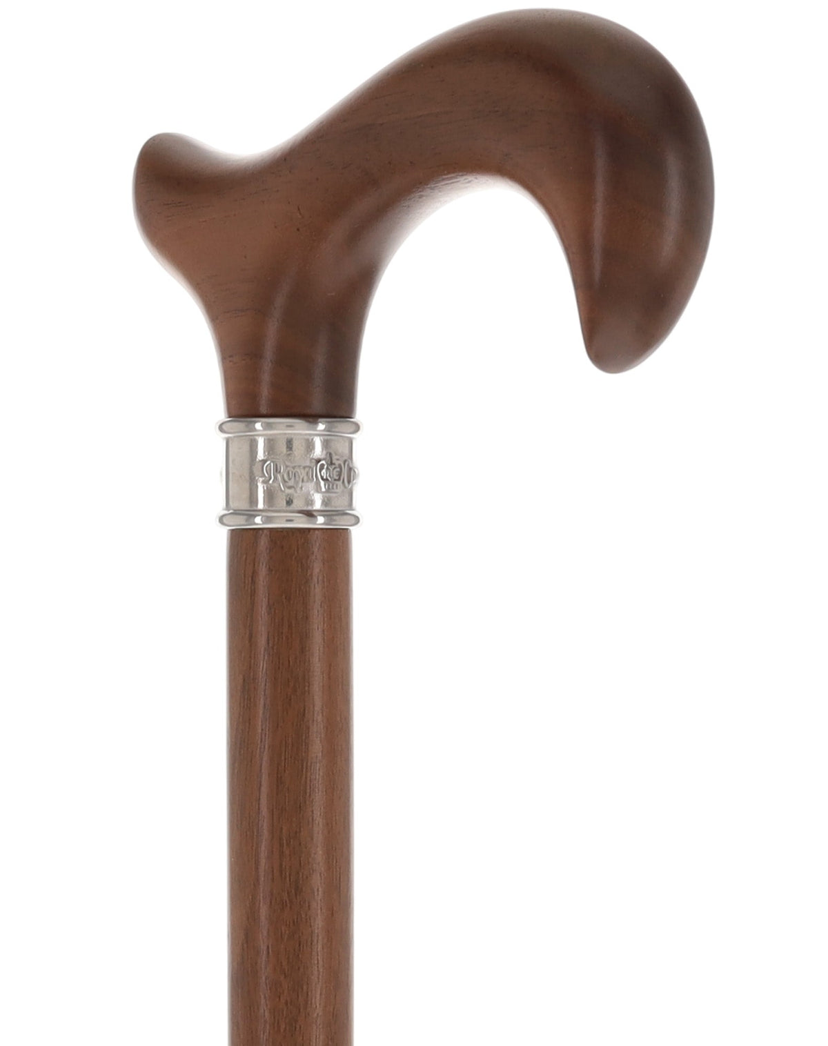 Rich Genuine Walnut Derby Cane - Embossed Collar Derby Classic Walking Canes - Tophatter Daily Deals