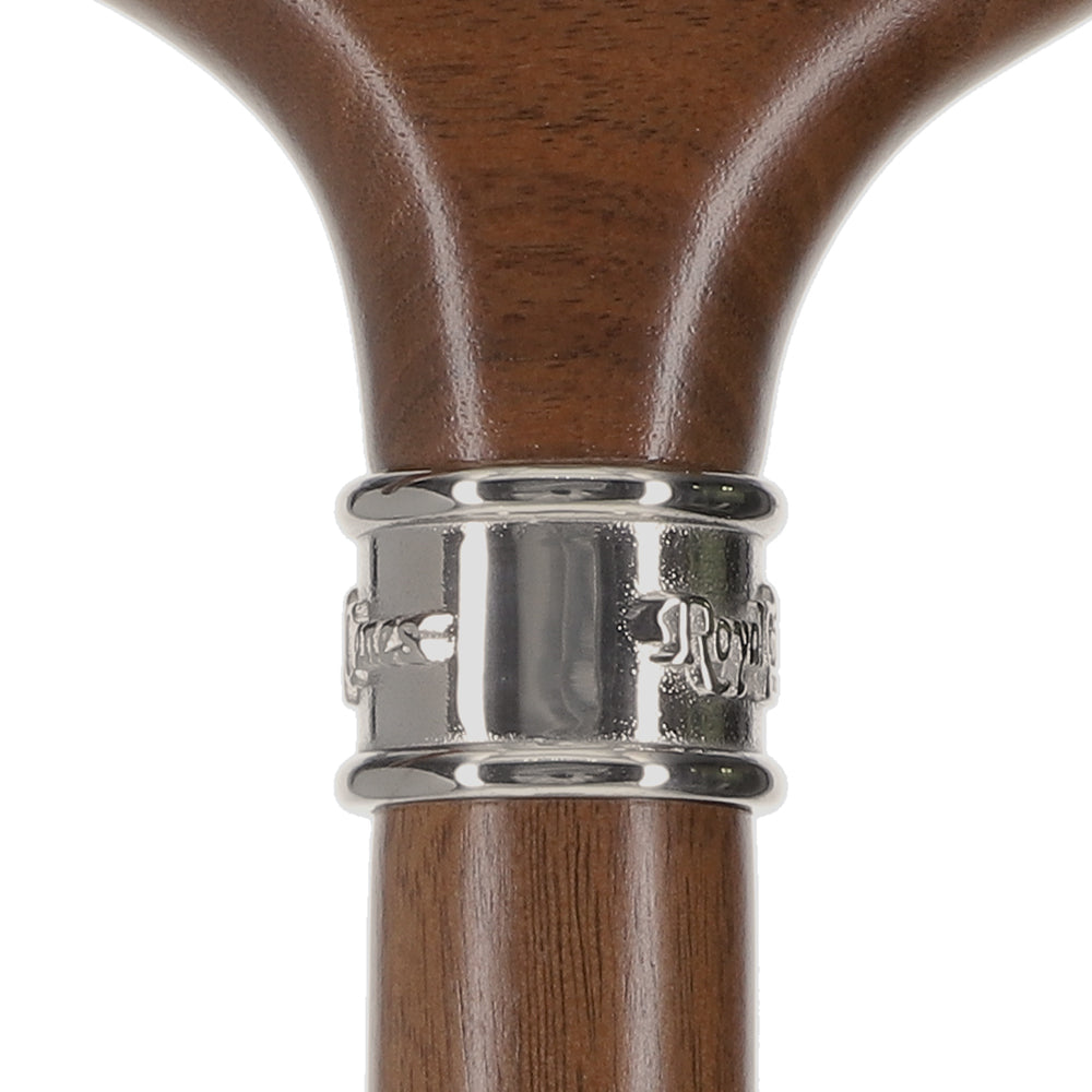Rich Genuine Walnut Derby Cane - Embossed Collar Derby Classic Walking Canes - Tophatter Daily Deals