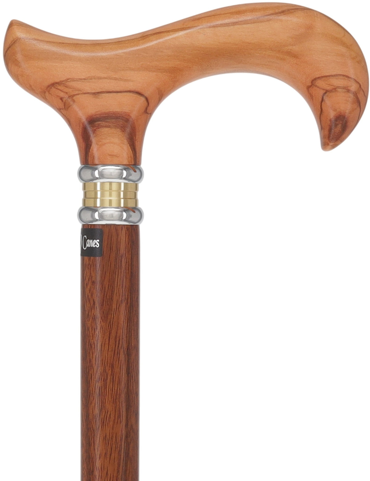 Olivewood Derby Cane - Two-Tone Collar & Ovangkol Shaft Derby Classic Walking Canes - Tophatter Daily Deals