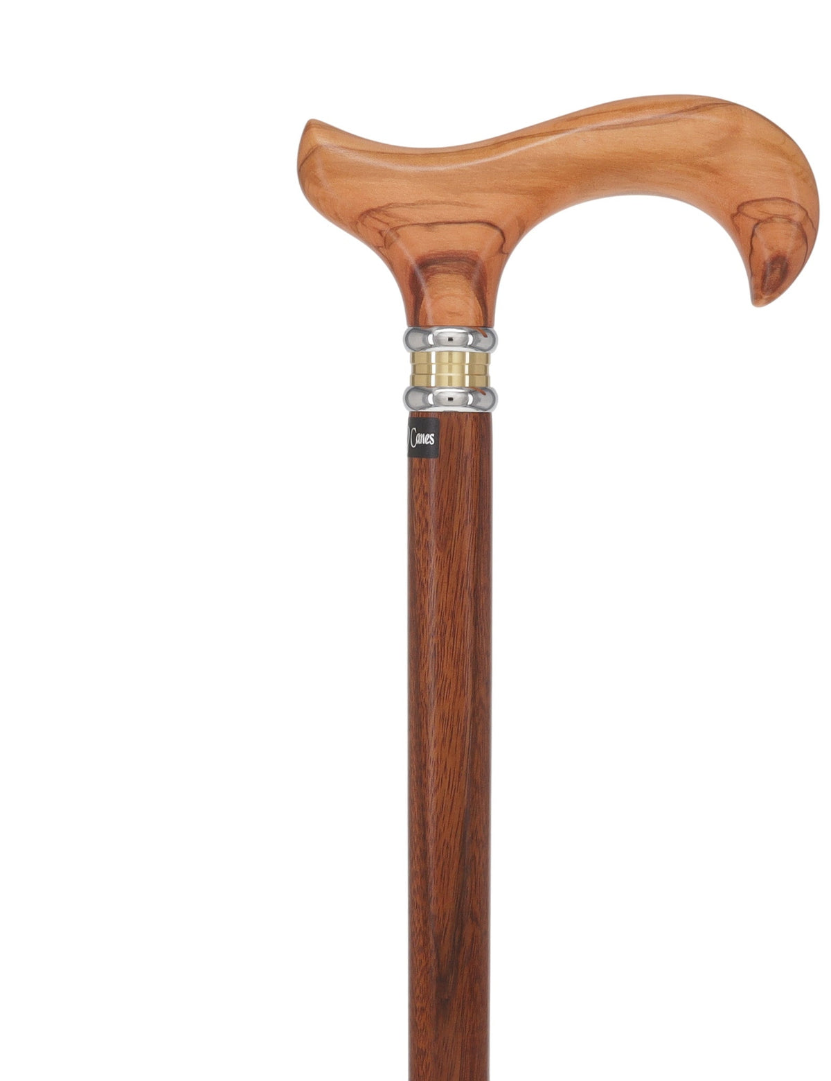 Olivewood Derby Cane - Two-Tone Collar & Ovangkol Shaft Derby Classic Walking Canes - Tophatter Daily Deals
