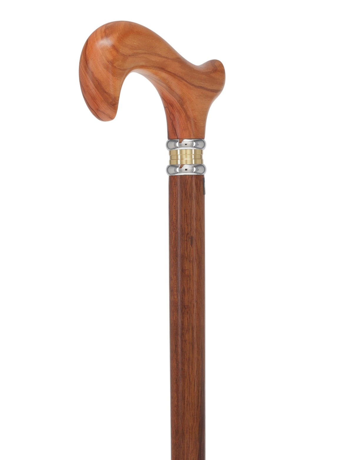 Olivewood Derby Cane - Two-Tone Collar & Ovangkol Shaft Derby Classic Walking Canes - Tophatter Daily Deals