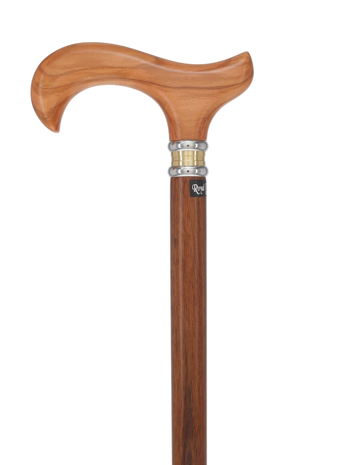 Olivewood Derby Cane - Two-Tone Collar & Ovangkol Shaft Derby Classic Walking Canes - Tophatter Daily Deals