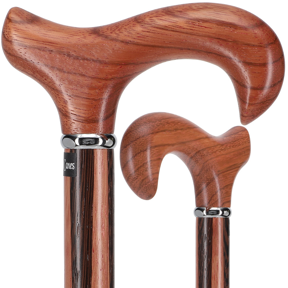 Unique Rosewood Derby: Inlaid Wenge Stripe Walking Cane Derby Classic Walking Canes - Tophatter Daily Deals