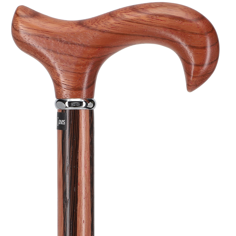 Unique Rosewood Derby: Inlaid Wenge Stripe Walking Cane Derby Classic Walking Canes - Tophatter Daily Deals