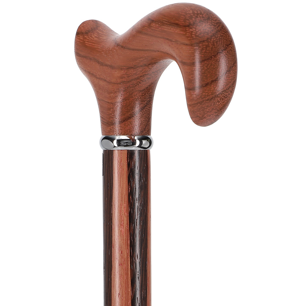 Unique Rosewood Derby: Inlaid Wenge Stripe Walking Cane Derby Classic Walking Canes - Tophatter Daily Deals