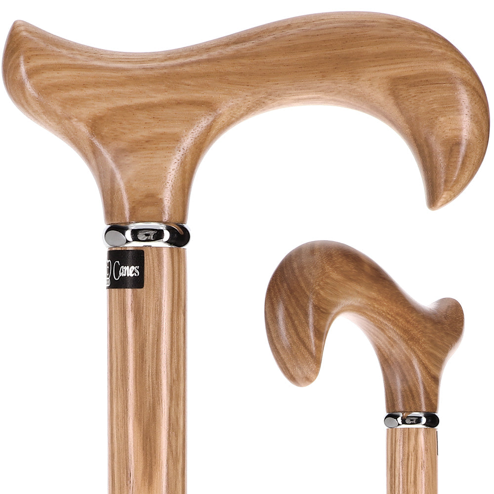 Genuine Striped Zebrano Derby Walking Cane with Natural Design Derby Classic Walking Canes - Tophatter Daily Deals