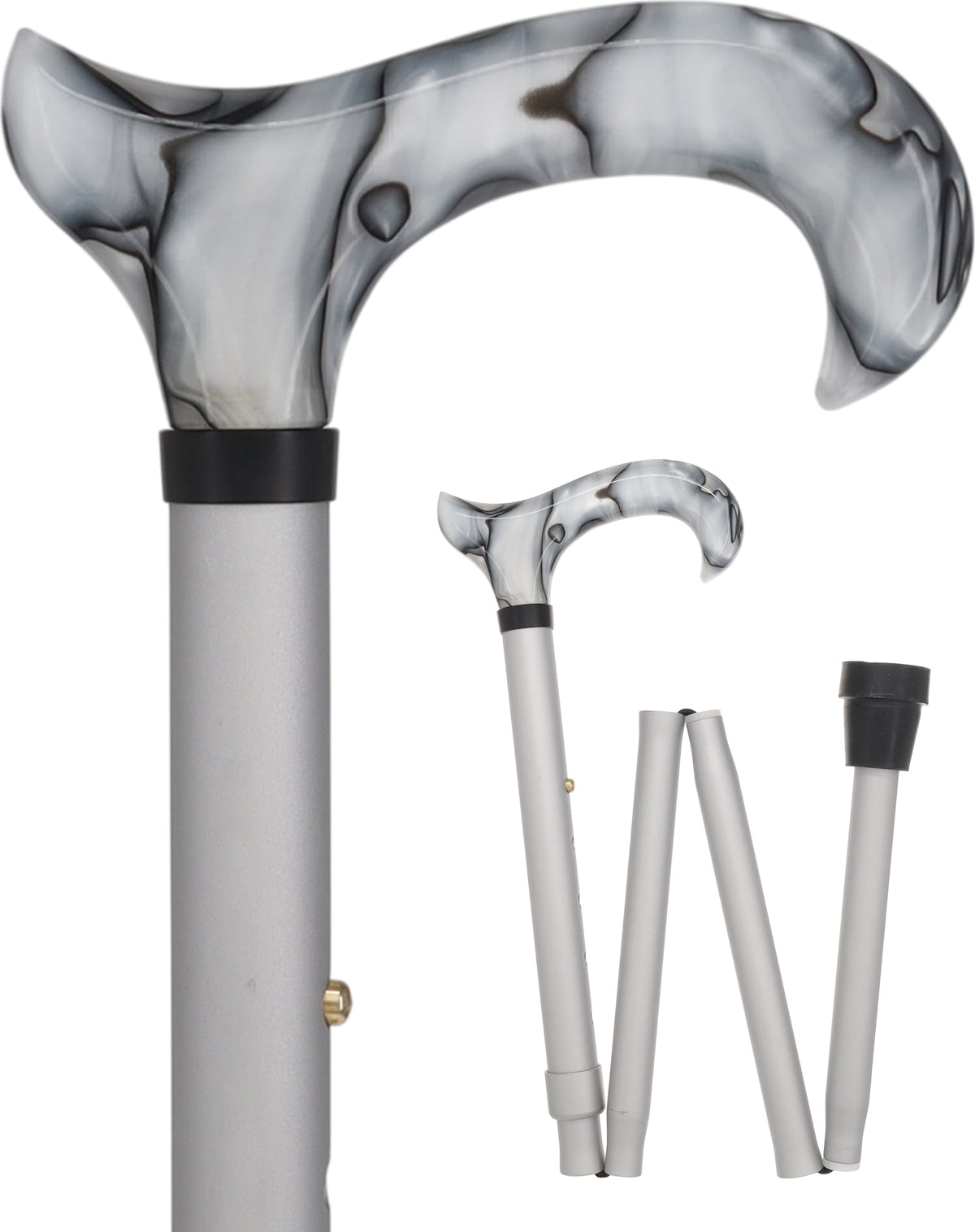 Stunning Acrylic Grey Folding Pearlz Cane-Adjustable & Foldable Pearl Swirl Lucite Designer Walking Canes - Tophatter Daily Deals
