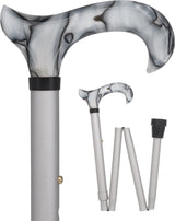 Stunning Acrylic Grey Folding Pearlz Cane-Adjustable & Foldable Pearl Swirl Lucite Designer Walking Canes - Tophatter Daily Deals