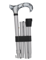 Stunning Acrylic Grey Folding Pearlz Cane-Adjustable & Foldable Pearl Swirl Lucite Designer Walking Canes - Tophatter Daily Deals