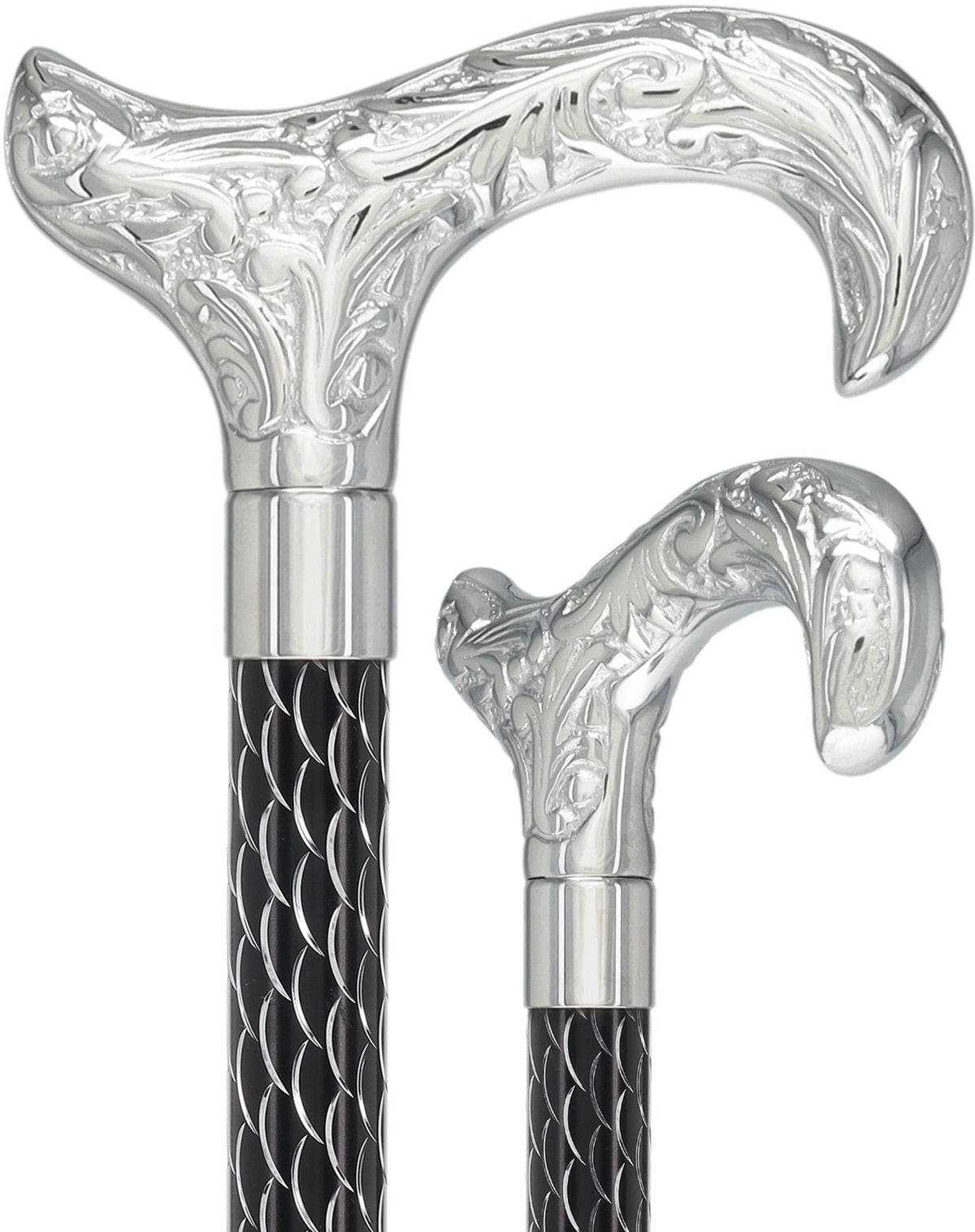 Derby Premium Chrome Brass Cane: Laser-Etched Custom Shaft Black Etched Adjustable Shaft +$4.50 Plated Handle Walking Canes - Tophatter Daily Deals