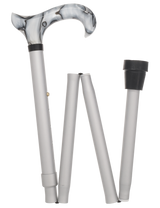 Stunning Acrylic Grey Folding Pearlz Cane-Adjustable & Foldable Pearl Swirl Lucite Designer Walking Canes - Tophatter Daily Deals