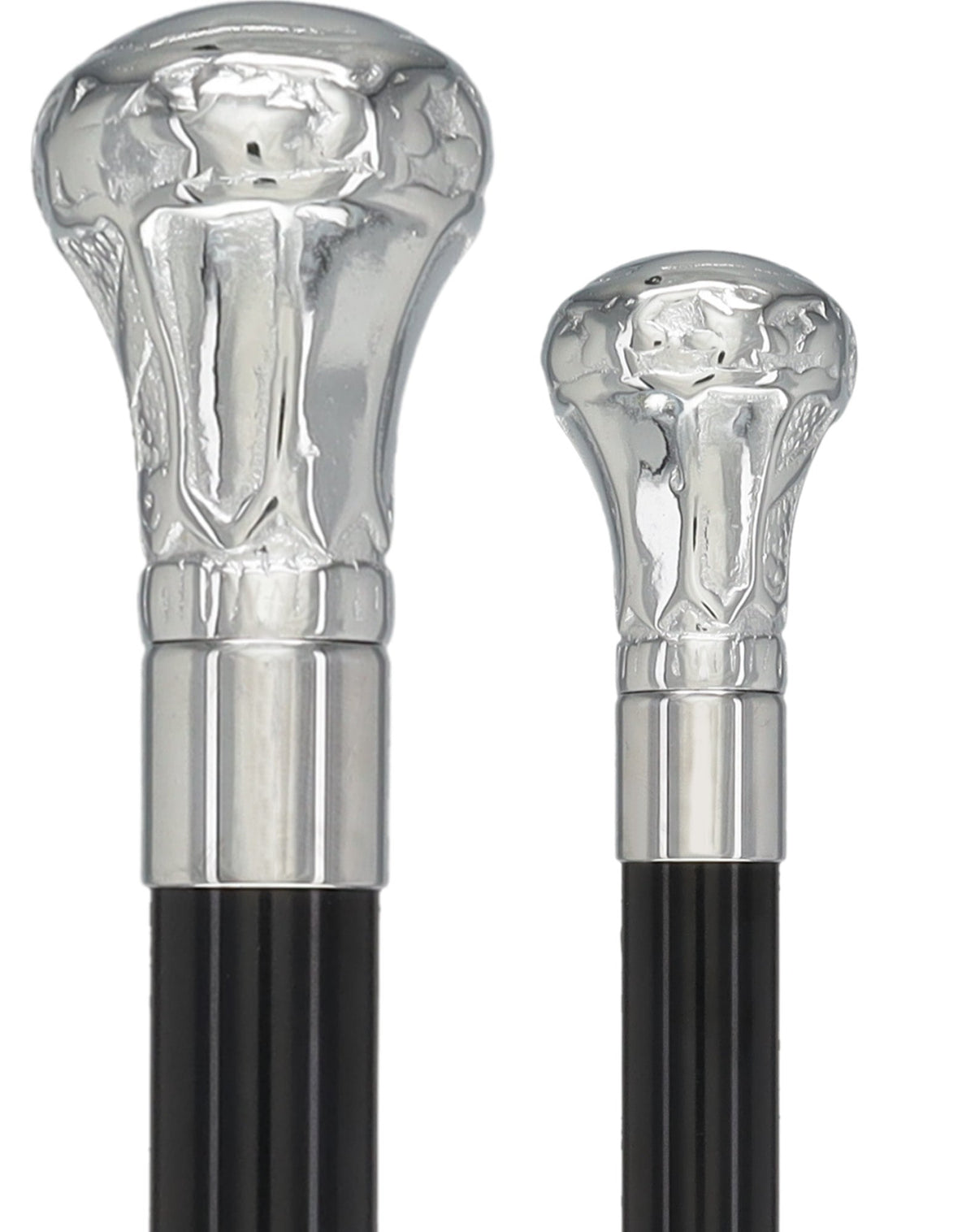 Knob Premium Chrome Brass Cane: Laser-Etched Custom Shaft Solid Black Plated Handle Walking Canes - Tophatter Daily Deals