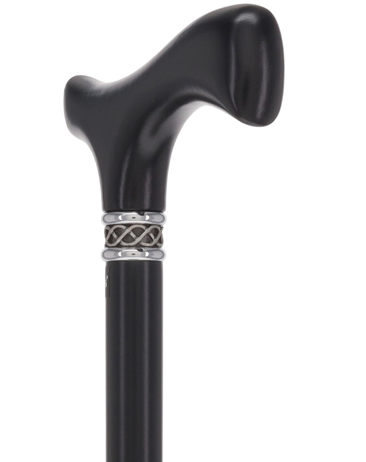 Slim Line Fritz Cane: Black Beechwood, Braided Pewter Collar Fritz Handle Walking Canes - Tophatter Daily Deals
