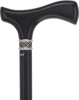 Slim Line Fritz Cane: Black Beechwood, Braided Pewter Collar Fritz Handle Walking Canes - Tophatter Daily Deals