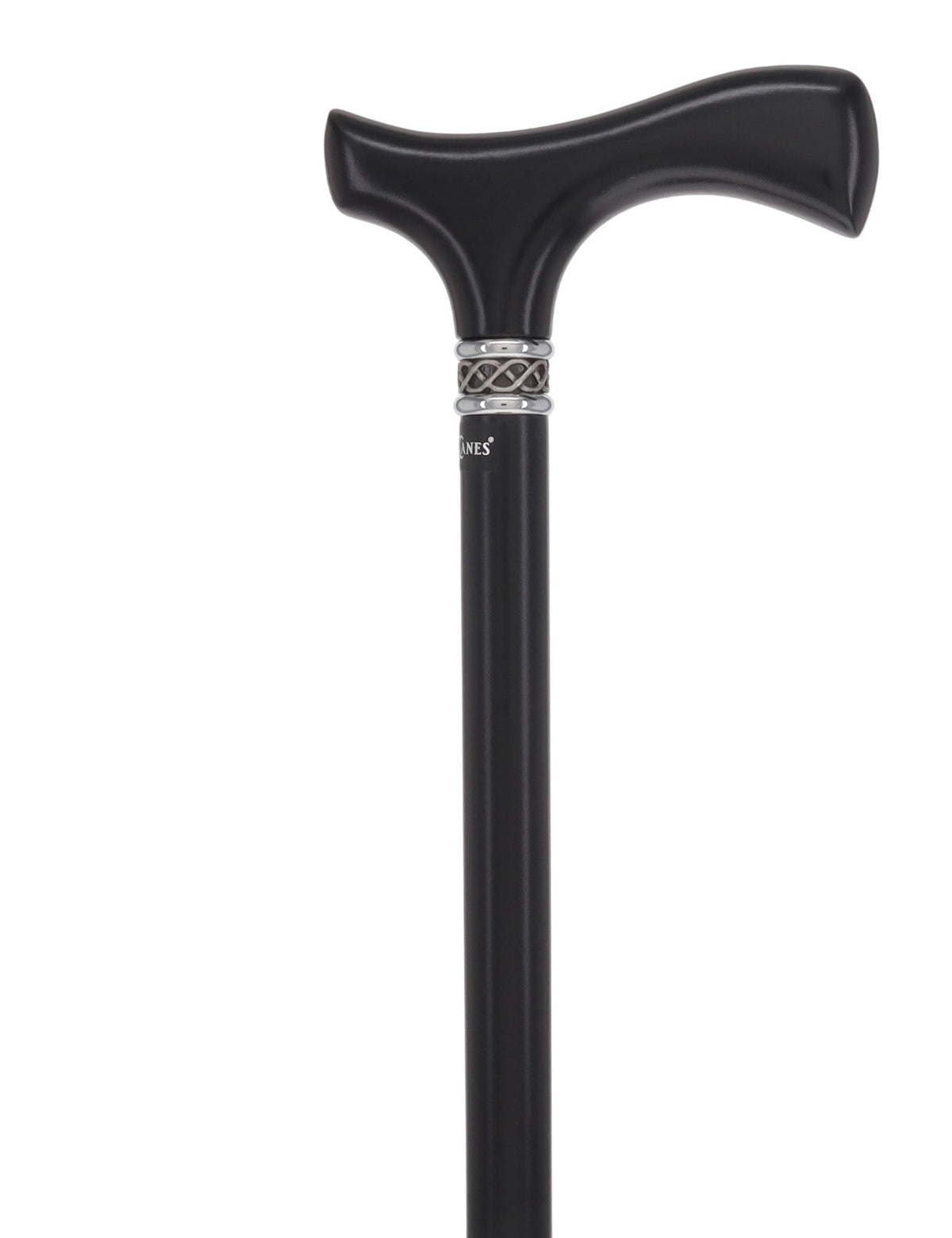 Slim Line Fritz Cane: Black Beechwood, Braided Pewter Collar Fritz Handle Walking Canes - Tophatter Daily Deals