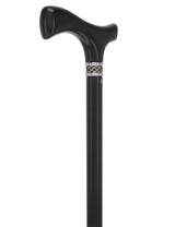 Slim Line Fritz Cane: Black Beechwood, Braided Pewter Collar Fritz Handle Walking Canes - Tophatter Daily Deals