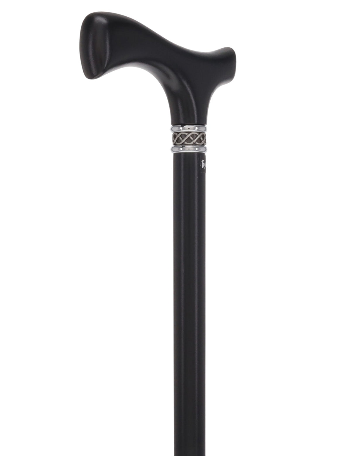 Slim Line Fritz Cane: Black Beechwood, Braided Pewter Collar Fritz Handle Walking Canes - Tophatter Daily Deals