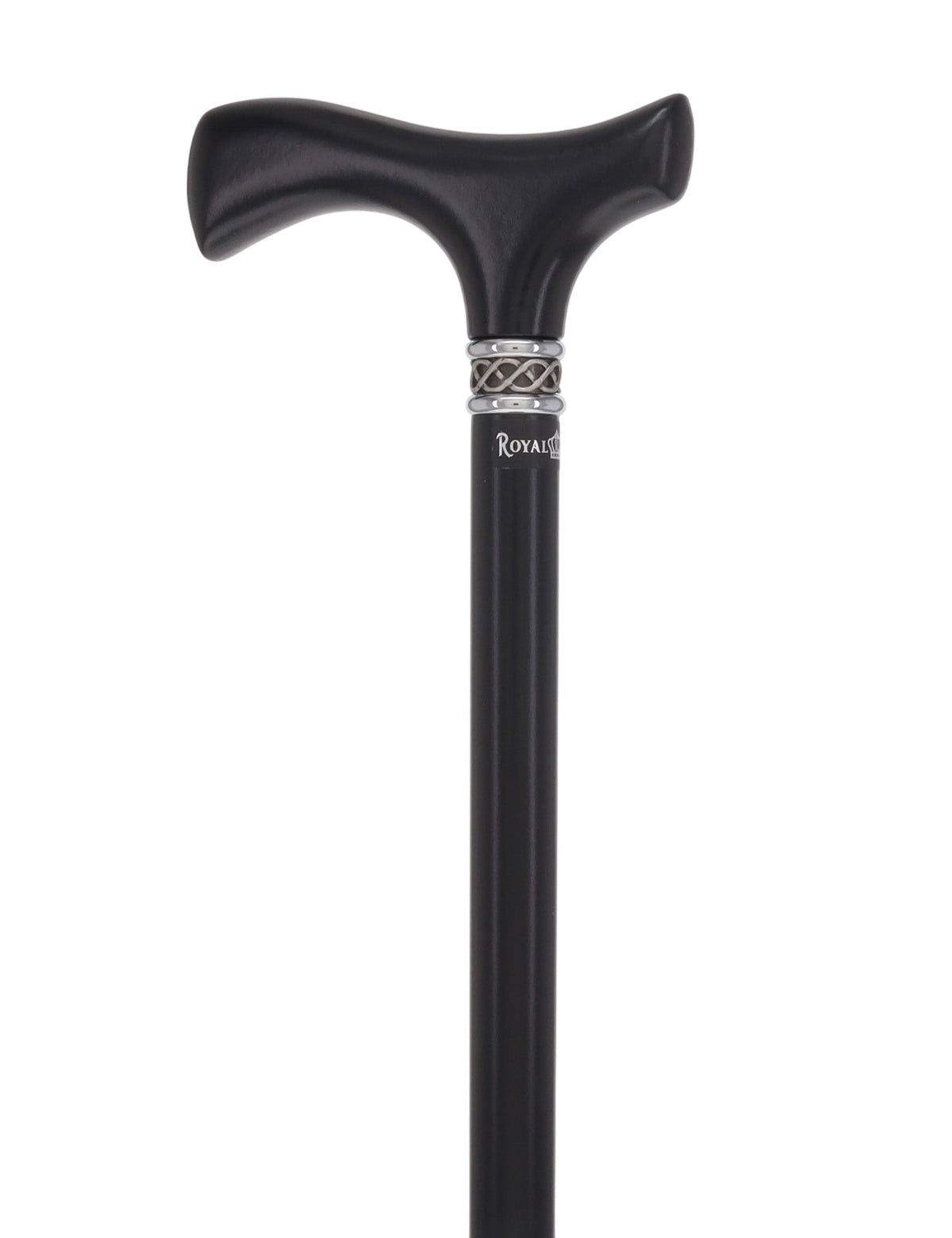 Slim Line Fritz Cane: Black Beechwood, Braided Pewter Collar Fritz Handle Walking Canes - Tophatter Daily Deals