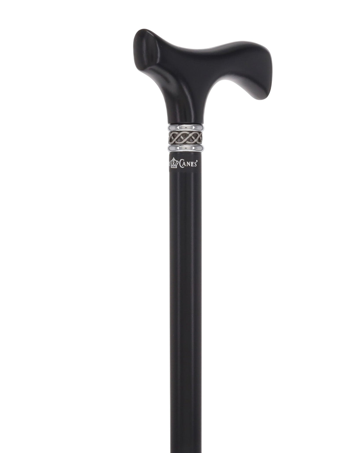 Slim Line Fritz Cane: Black Beechwood, Braided Pewter Collar Fritz Handle Walking Canes - Tophatter Daily Deals