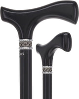 Slim Line Fritz Cane: Black Beechwood, Braided Pewter Collar Fritz Handle Walking Canes - Tophatter Daily Deals