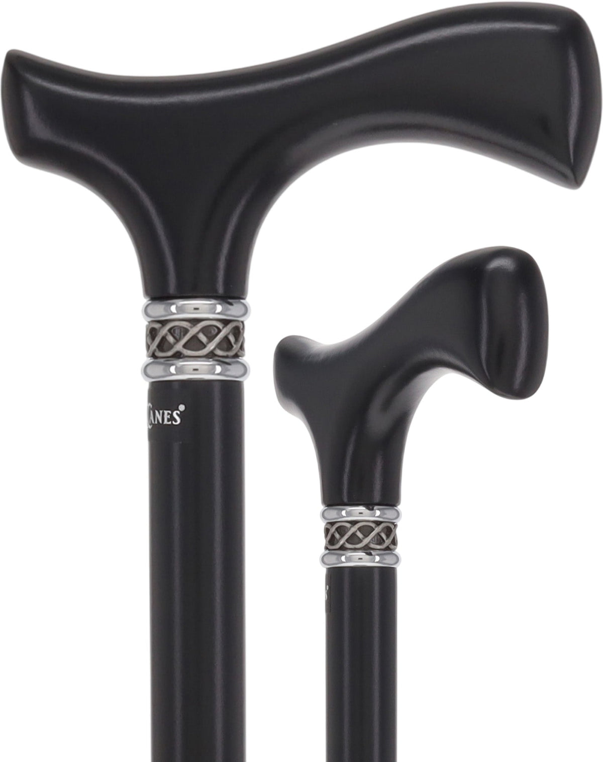 Slim Line Fritz Cane: Black Beechwood, Braided Pewter Collar Fritz Handle Walking Canes - Tophatter Daily Deals