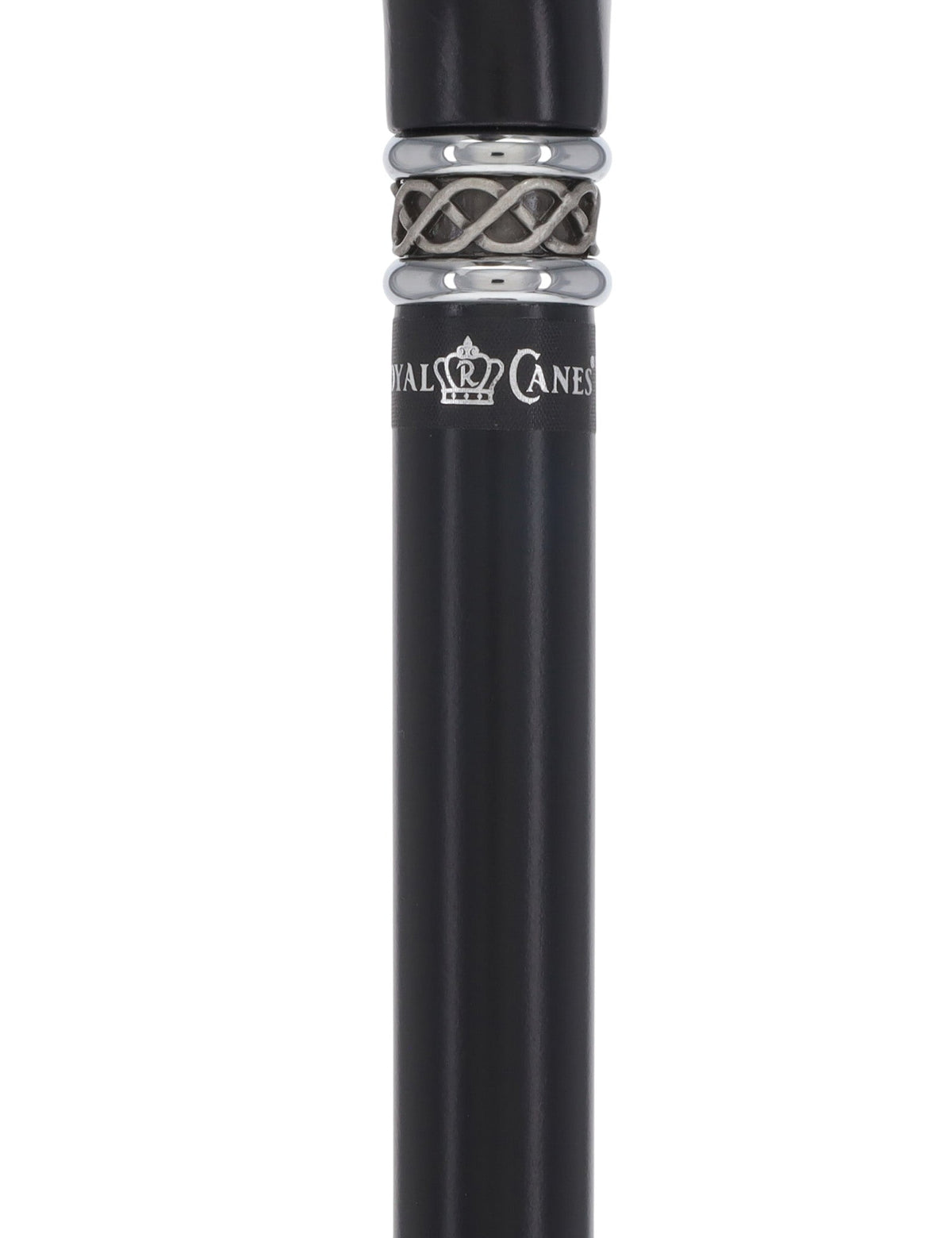 Slim Line Fritz Cane: Black Beechwood, Braided Pewter Collar Fritz Handle Walking Canes - Tophatter Daily Deals
