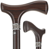 Genuine Luxury Ebony Slim Line Fritz Cane with Pewter Collar Fritz Handle Walking Canes - Tophatter Daily Deals