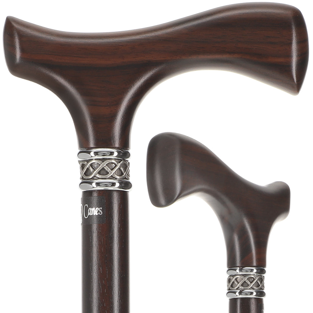 Genuine Luxury Ebony Slim Line Fritz Cane with Pewter Collar Fritz Handle Walking Canes - Tophatter Daily Deals