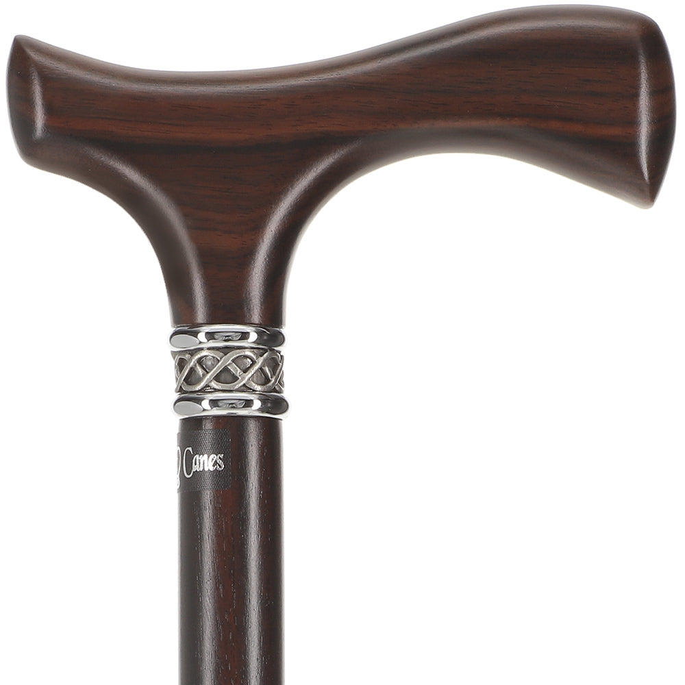 Genuine Luxury Ebony Slim Line Fritz Cane with Pewter Collar Fritz Handle Walking Canes - Tophatter Daily Deals