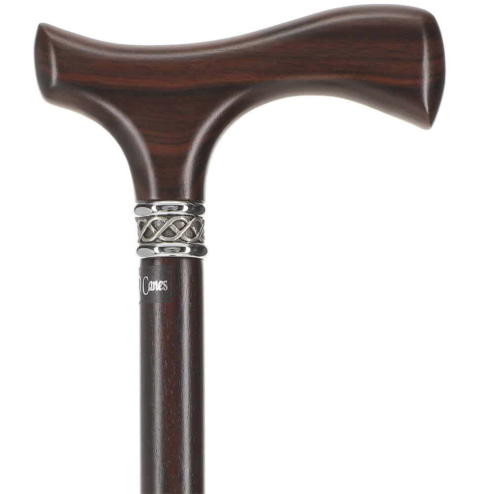 Genuine Luxury Ebony Slim Line Fritz Cane with Pewter Collar Fritz Handle Walking Canes - Tophatter Daily Deals