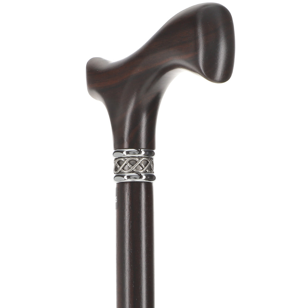 Genuine Luxury Ebony Slim Line Fritz Cane with Pewter Collar Fritz Handle Walking Canes - Tophatter Daily Deals