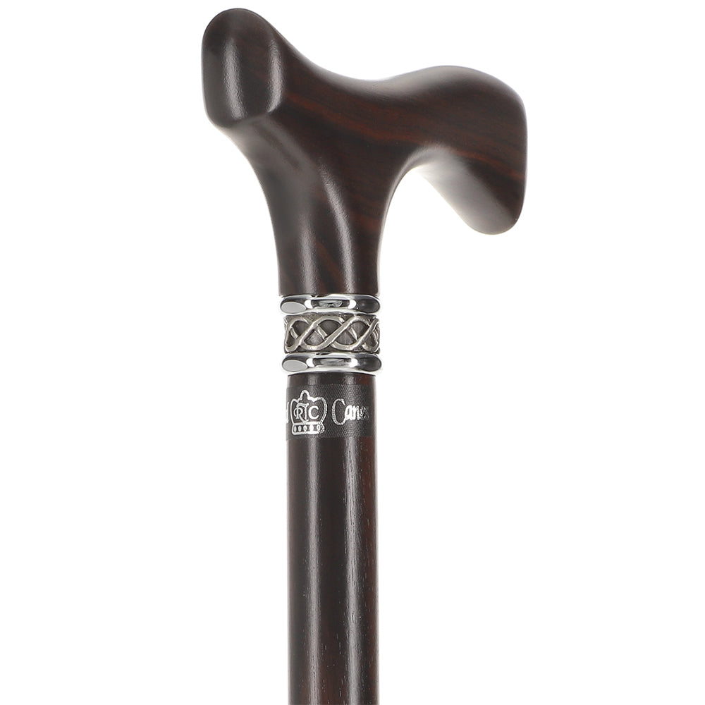 Genuine Luxury Ebony Slim Line Fritz Cane with Pewter Collar Fritz Handle Walking Canes - Tophatter Daily Deals