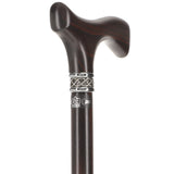 Genuine Luxury Ebony Slim Line Fritz Cane with Pewter Collar Fritz Handle Walking Canes - Tophatter Daily Deals