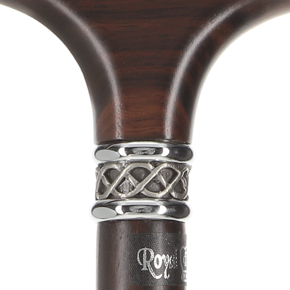 Genuine Luxury Ebony Slim Line Fritz Cane with Pewter Collar Fritz Handle Walking Canes - Tophatter Daily Deals