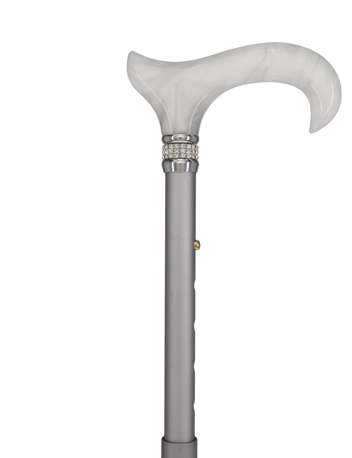 Platinum Pearlz w/Rhinestone collar and Silver shaft Designer Adjustable Orthopedic Folding Cane Pearl Swirl Lucite Designer Walking Canes - Tophatter Daily Deals