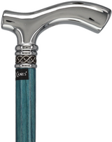 Slim Line Chrome Blue Fritz Cane: Ash Shaft, Pewter Swirl Plated Handle Walking Canes - Tophatter Daily Deals