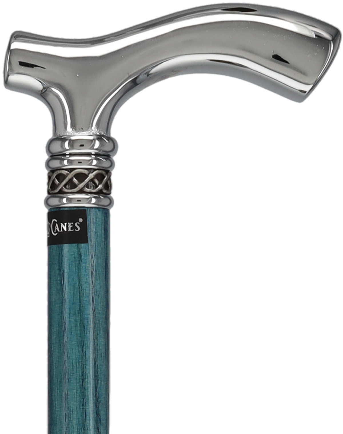 Slim Line Chrome Blue Fritz Cane: Ash Shaft, Pewter Swirl Plated Handle Walking Canes - Tophatter Daily Deals