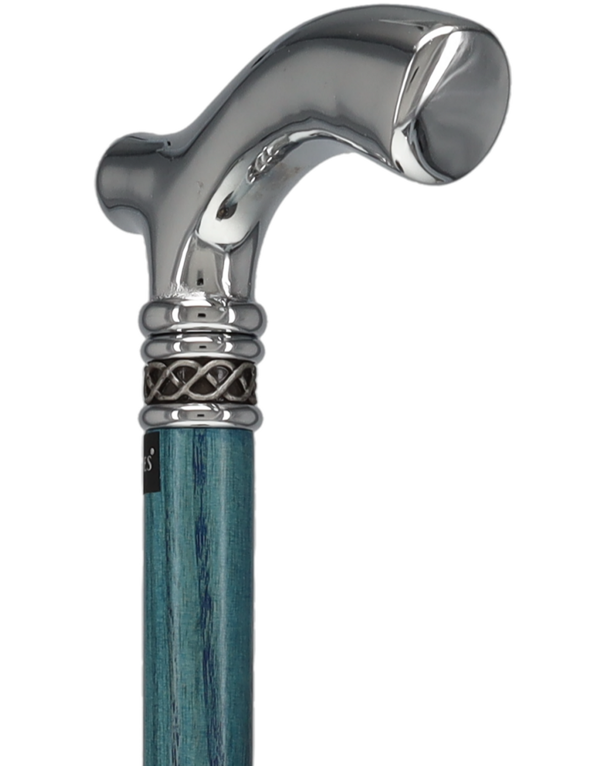 Slim Line Chrome Blue Fritz Cane: Ash Shaft, Pewter Swirl Plated Handle Walking Canes - Tophatter Daily Deals