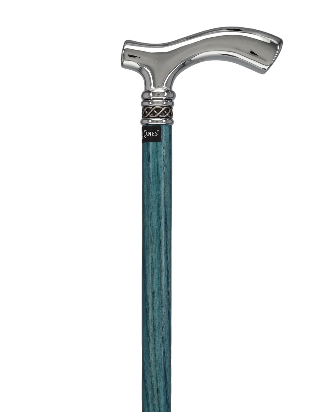 Slim Line Chrome Blue Fritz Cane: Ash Shaft, Pewter Swirl Plated Handle Walking Canes - Tophatter Daily Deals