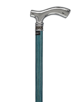 Slim Line Chrome Blue Fritz Cane: Ash Shaft, Pewter Swirl Plated Handle Walking Canes - Tophatter Daily Deals