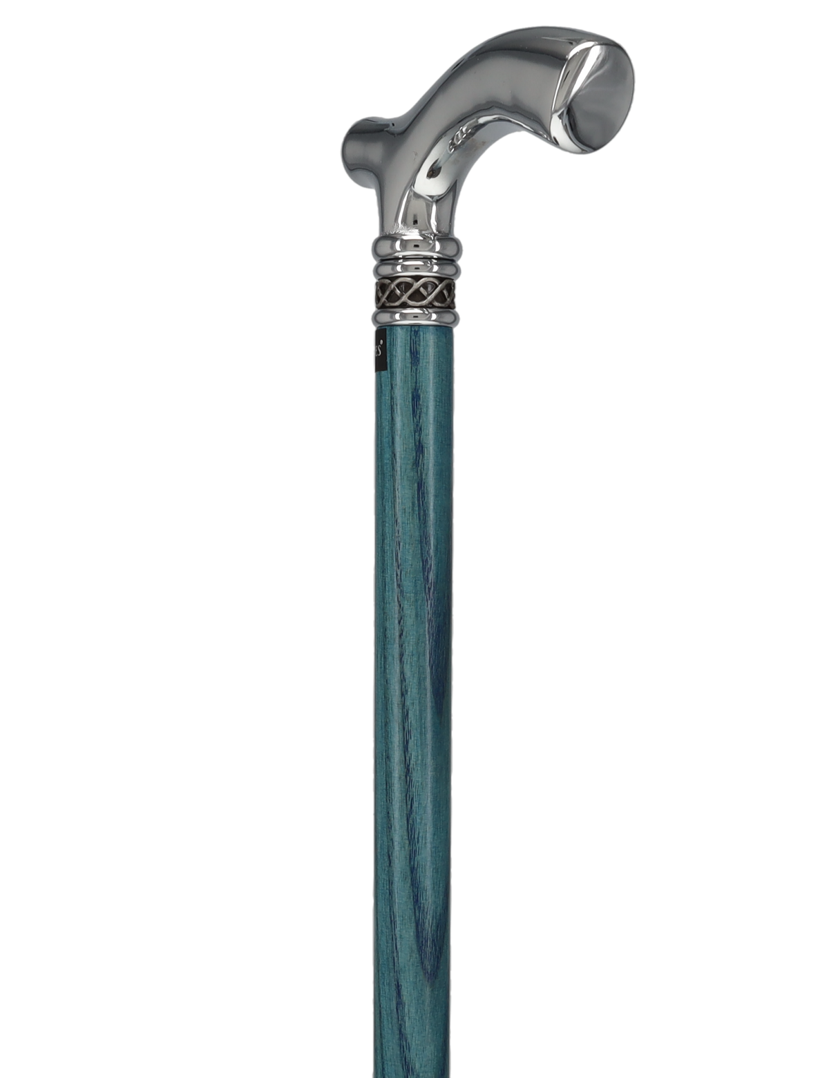 Slim Line Chrome Blue Fritz Cane: Ash Shaft, Pewter Swirl Plated Handle Walking Canes - Tophatter Daily Deals
