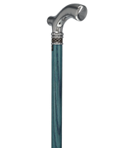Slim Line Chrome Blue Fritz Cane: Ash Shaft, Pewter Swirl Plated Handle Walking Canes - Tophatter Daily Deals