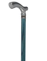 Slim Line Chrome Blue Fritz Cane: Ash Shaft, Pewter Swirl Plated Handle Walking Canes - Tophatter Daily Deals